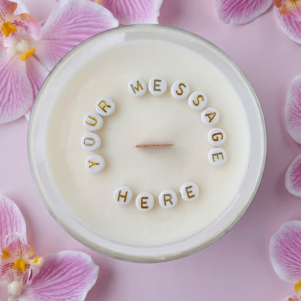 Personalised candle with hidden message